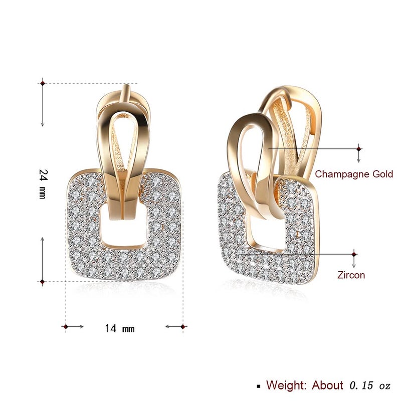 GSLAOZ 14K Rose Gold Plated CZ Hoop Earrings For Women Men Fashion Cubic Zirconia Geometric Square Earrings 24mm - Image 3